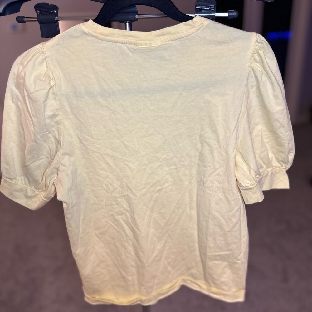 ✨Vero Moda Light Yellow Puff Sleeve Tee | %100 Cotton | Small - Picture 6 of 10